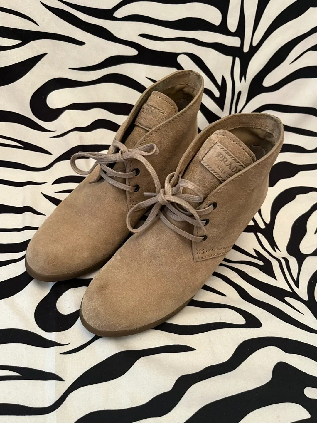 Prada Sport Suede Ankle Lace-Up Boots Size 8 image indicator(2)