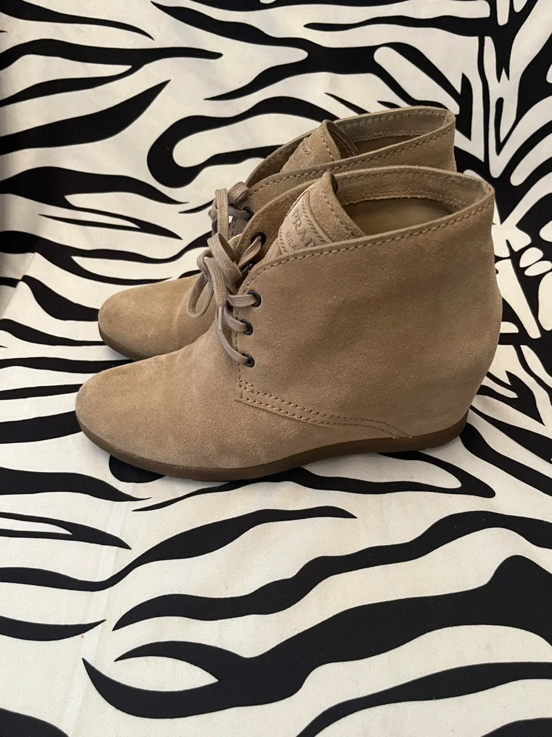 Prada Sport Suede Ankle Lace-Up Boots Size 8 image indicator(3)