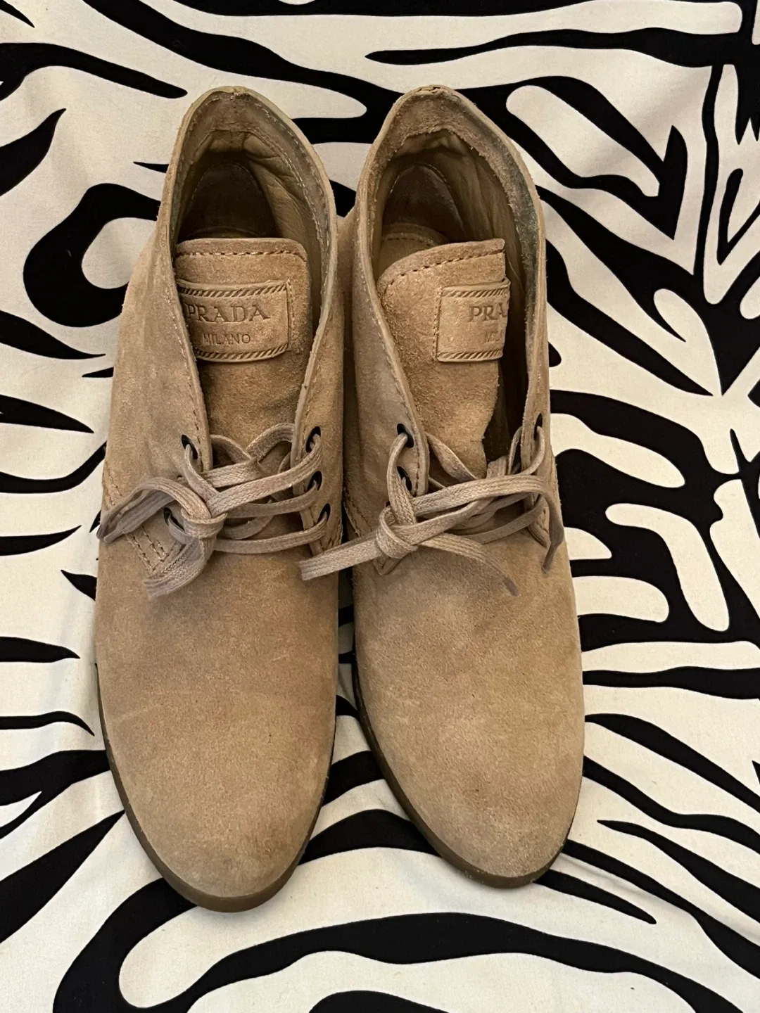 Prada Sport Suede Ankle Lace-Up Boots Size 8 image indicator(10)