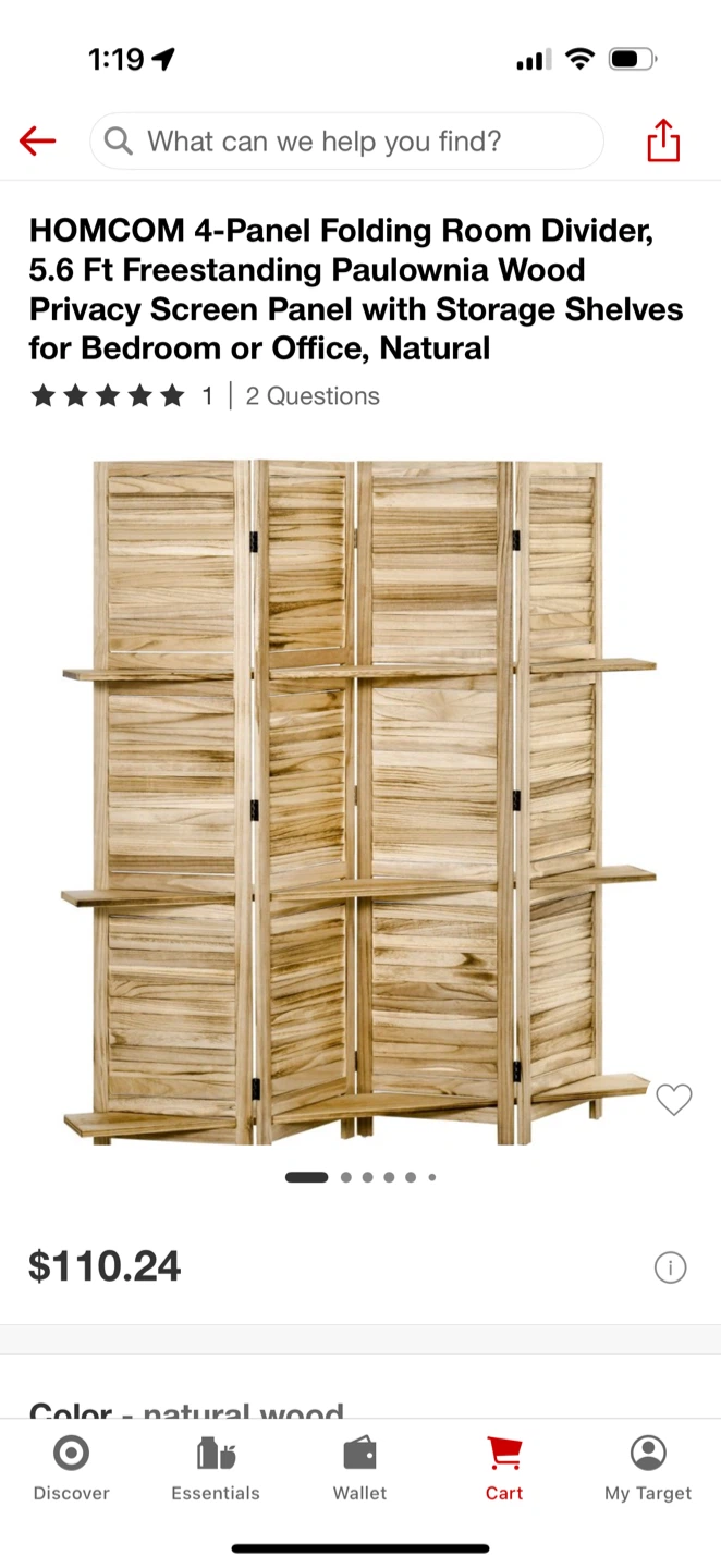 4-Panel Folding Room Divider with Shelves - photo 4