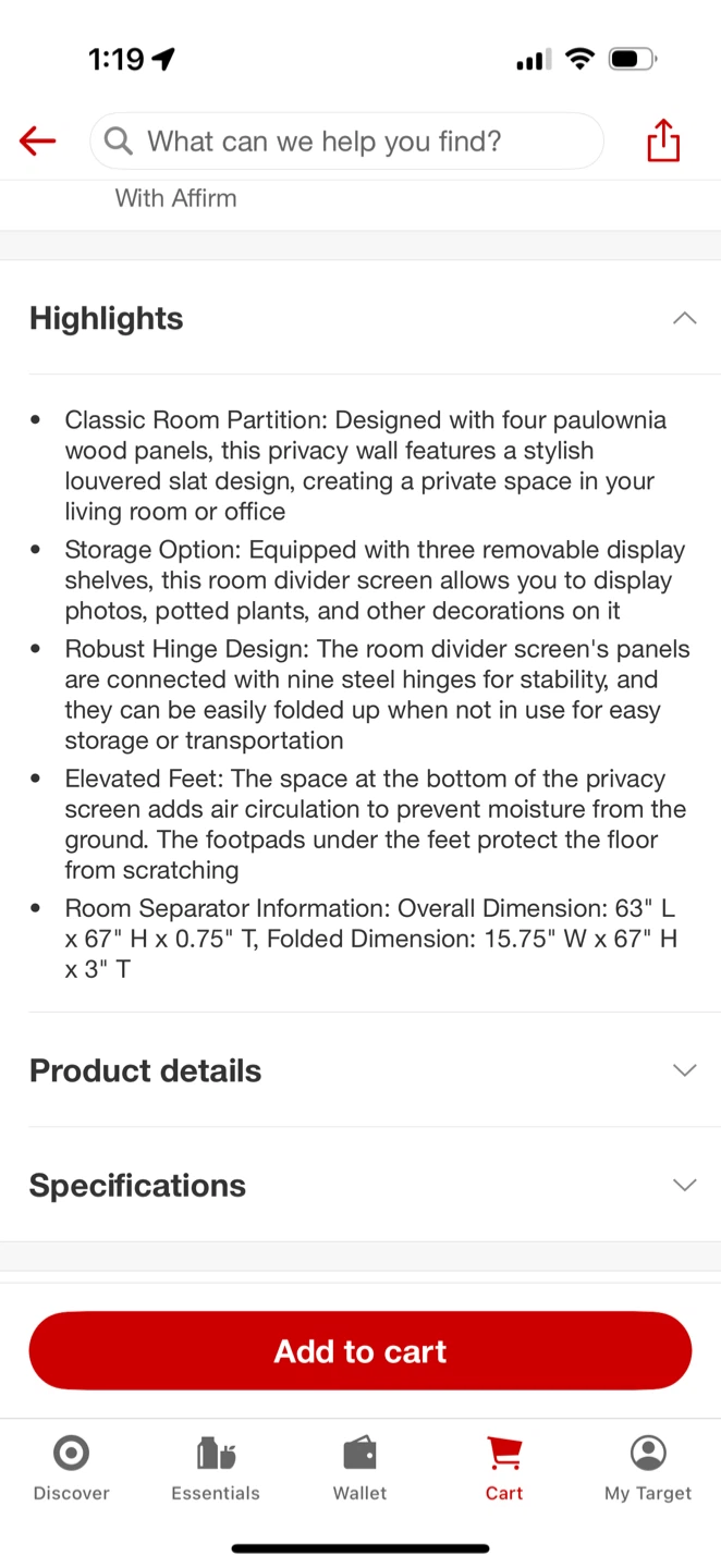 4-Panel Folding Room Divider with Shelves - photo 5