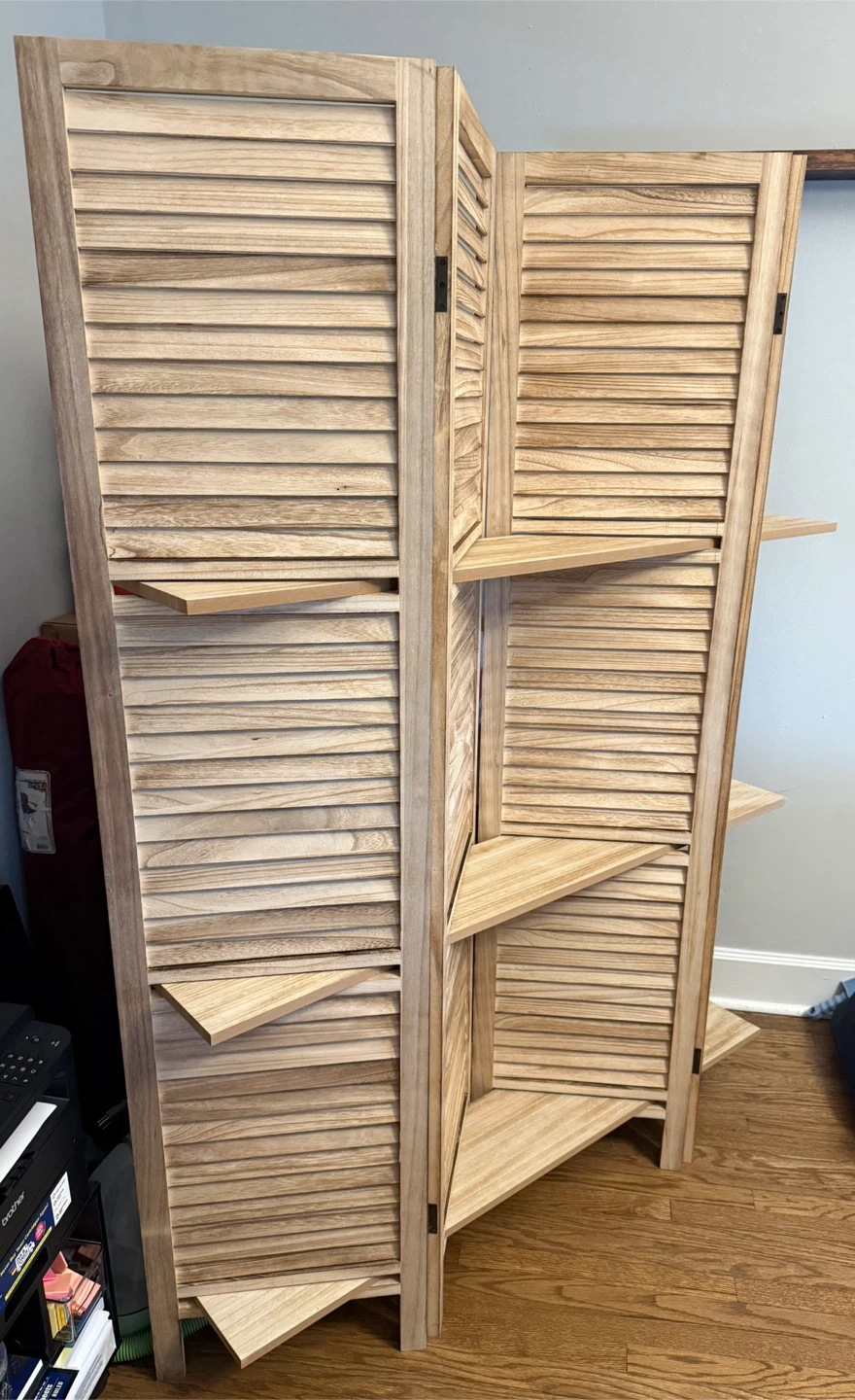 4-Panel Folding Room Divider with Shelves - photo 2