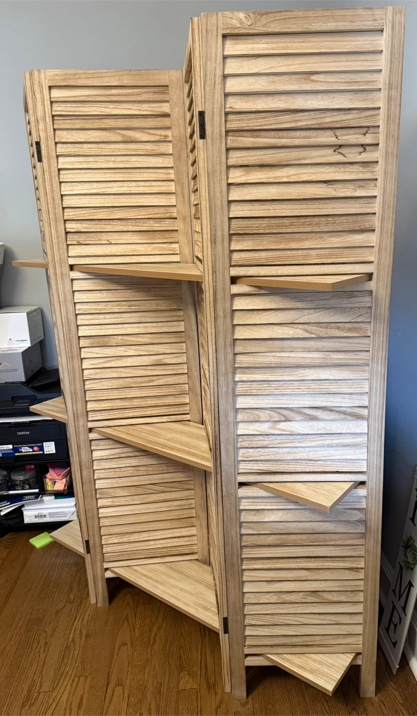 4-Panel Folding Room Divider with Shelves - photo 3