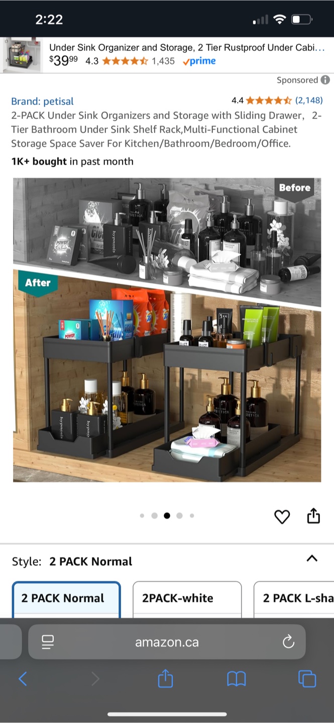 2-Tier Under Sink Organizer - New(2 pack)
