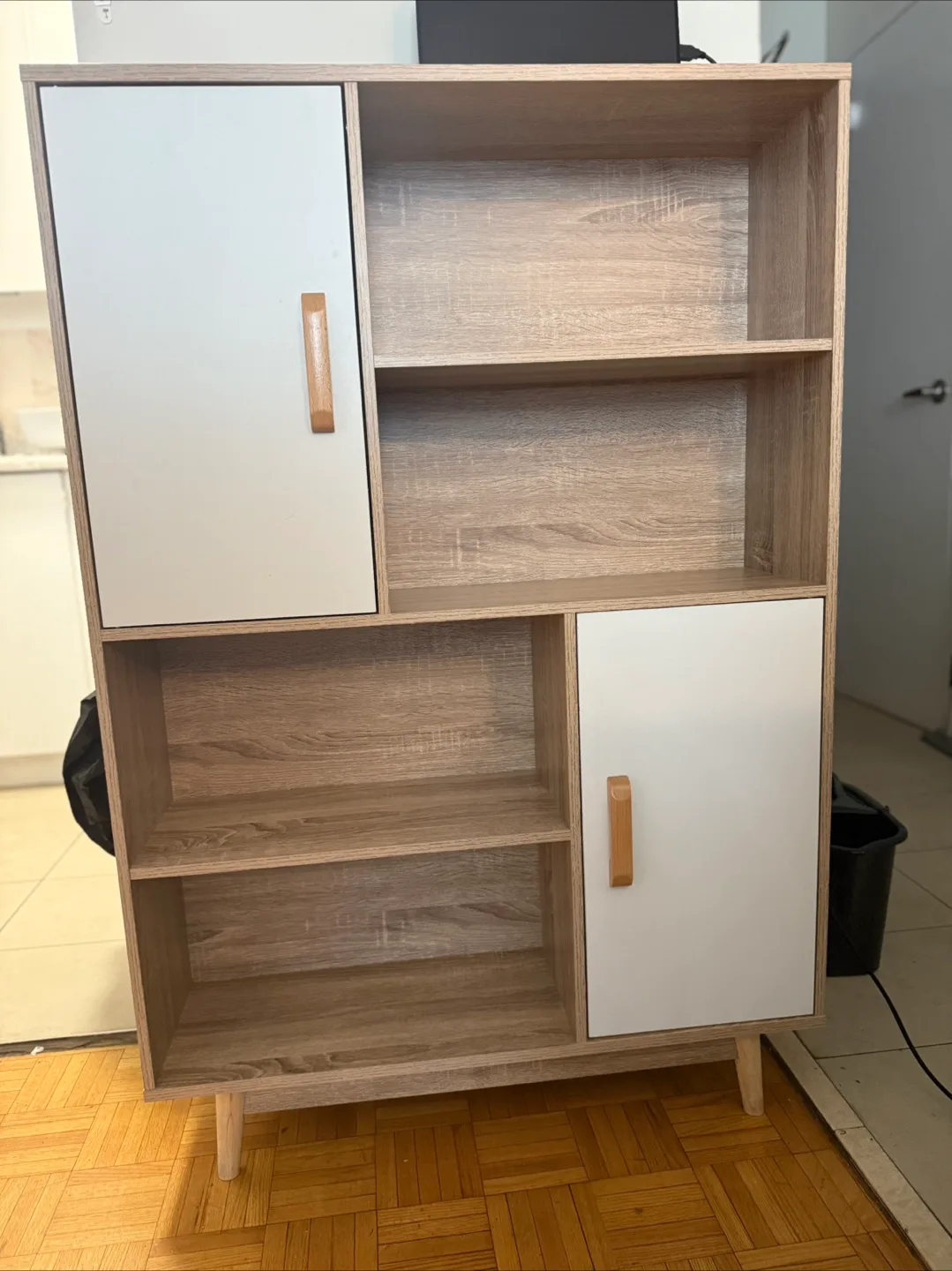 Wood and White Storage Cabinet thumbnail
