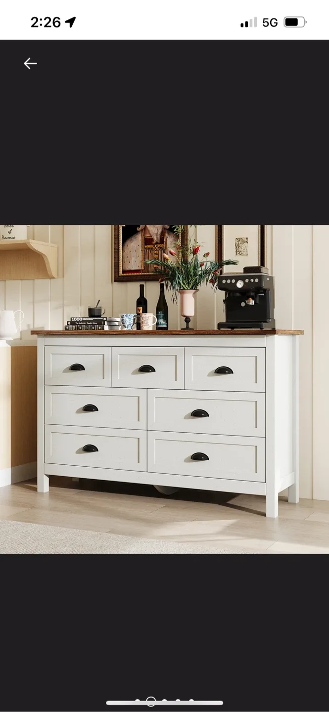 New White 7-Drawer Dresser, 47.2" Wide image indicator(2)