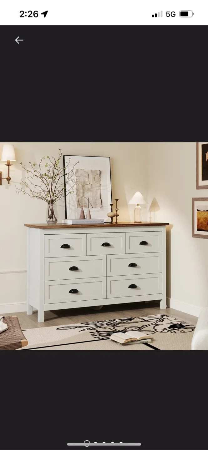 New White 7-Drawer Dresser, 47.2" Wide thumbnail
