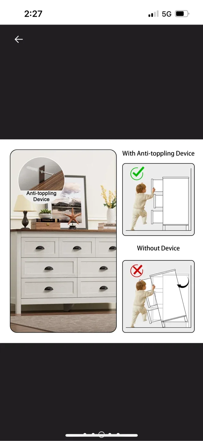 New White 7-Drawer Dresser, 47.2" Wide image indicator(5)