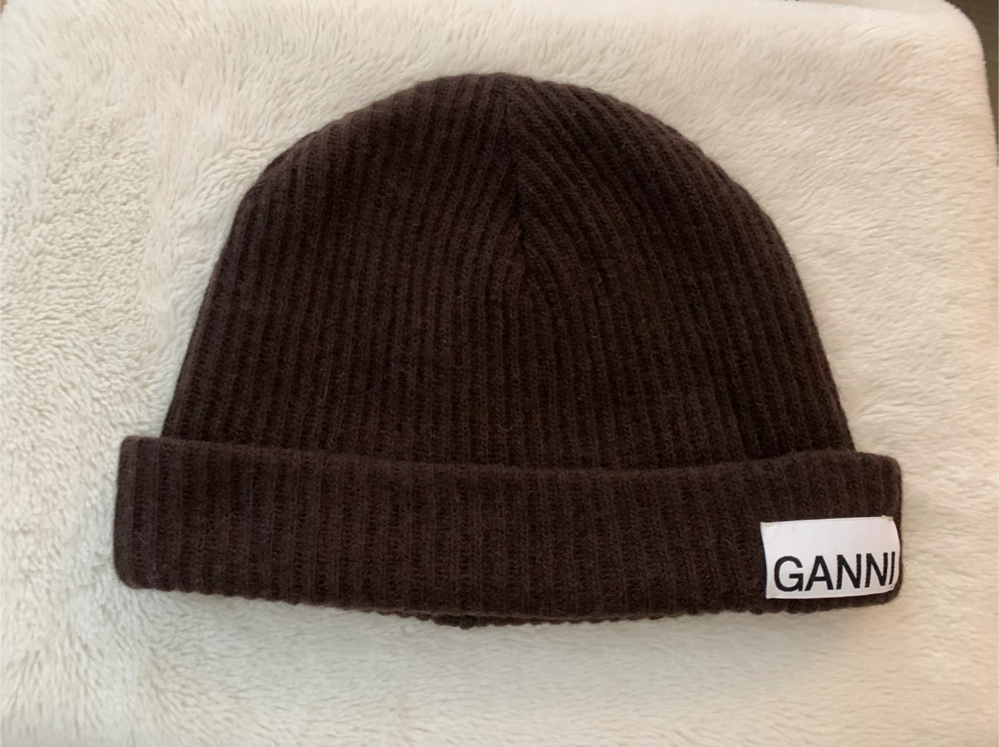 GANNI Brown Knit Beanie