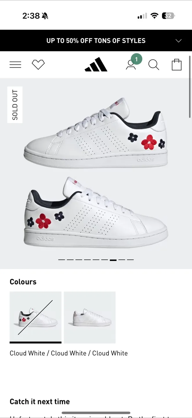 Adidas Advantage Cloud White Floral Shoes thumbnail
