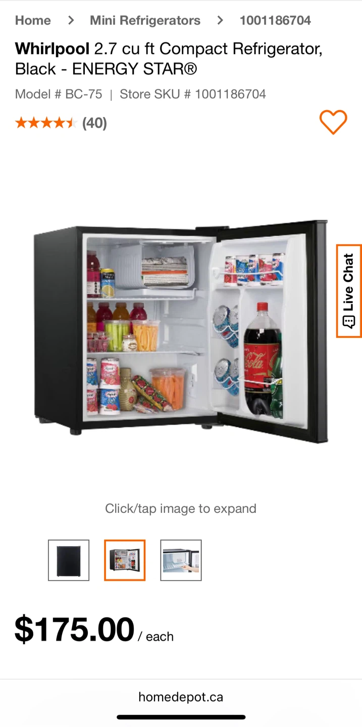 Whirlpool 2.7 cu ft Compact Refrigerator - Black - photo 3