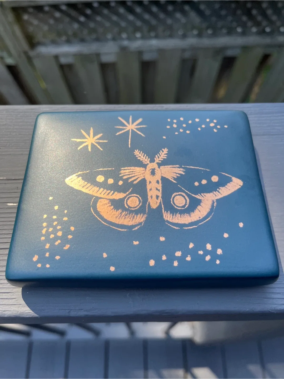 Blue Trinket Box with Moth Design image indicator(3)