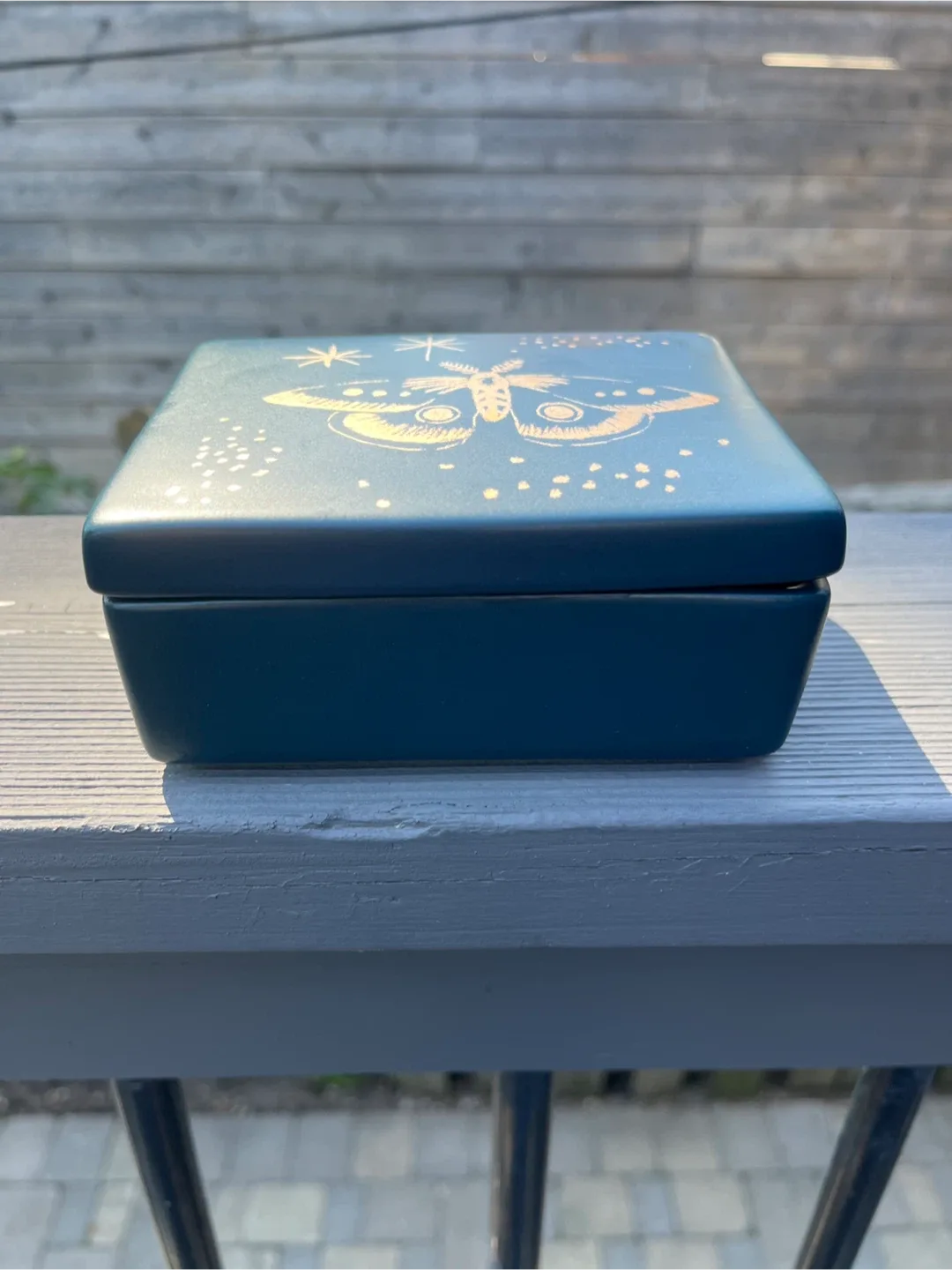 Blue Trinket Box with Moth Design image indicator(5)