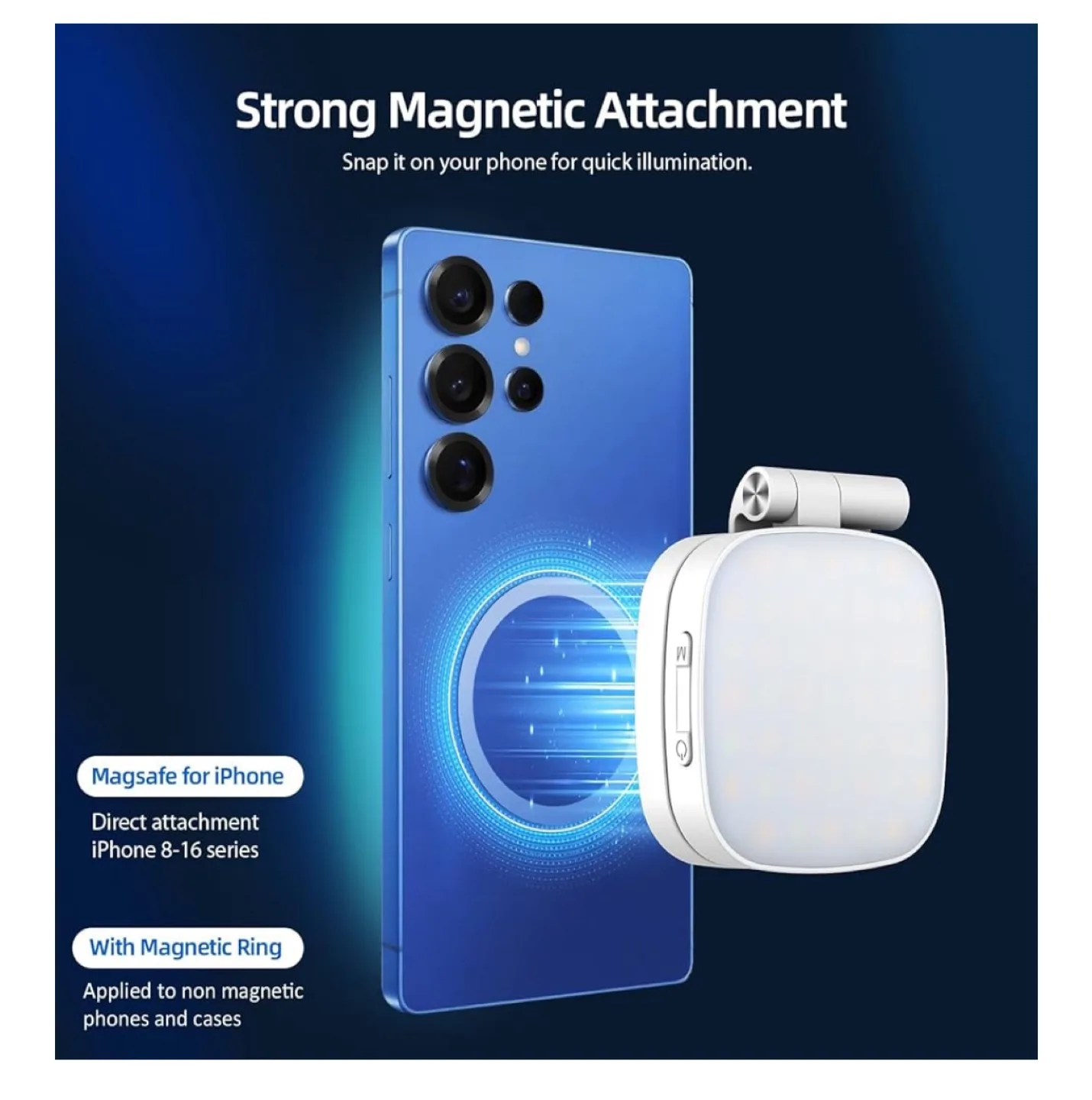 Magnetic Selfie Light M27 - iPhone Compatible image indicator(3)