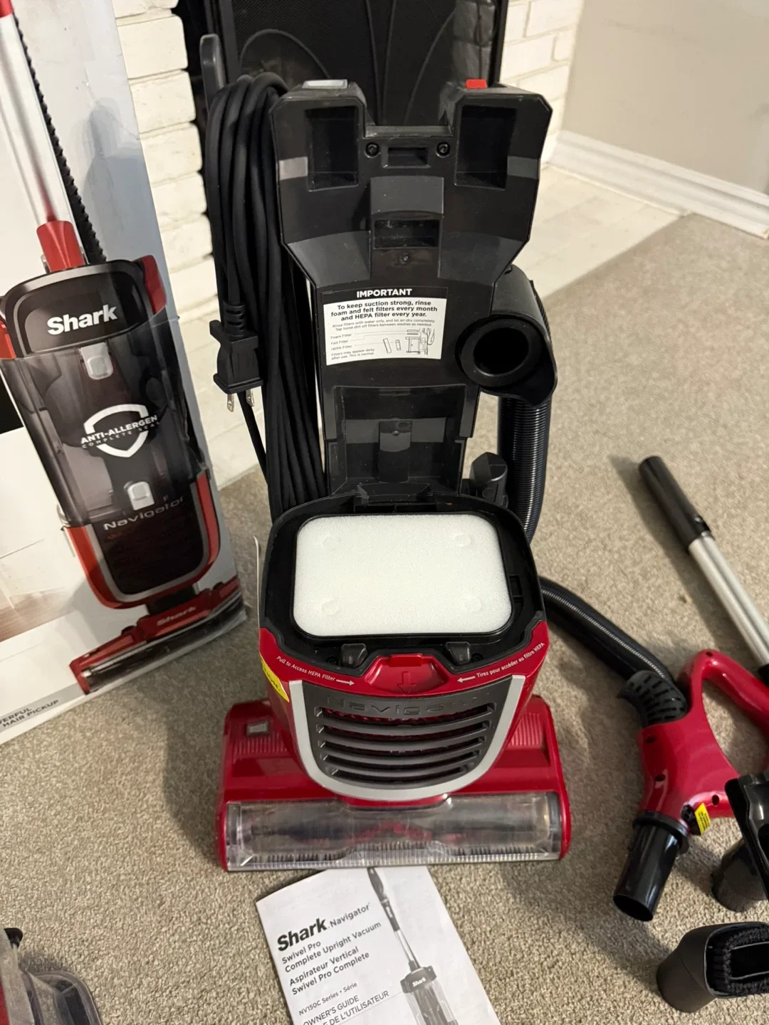 LIKE NEW Shark Navigator Swivel Pro Complete Upright Vacuum, Red image indicator(5)
