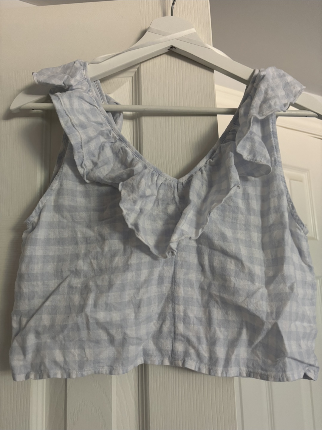 Sunday Best Blue Gingham Ruffle Tank - Size S - photo 2