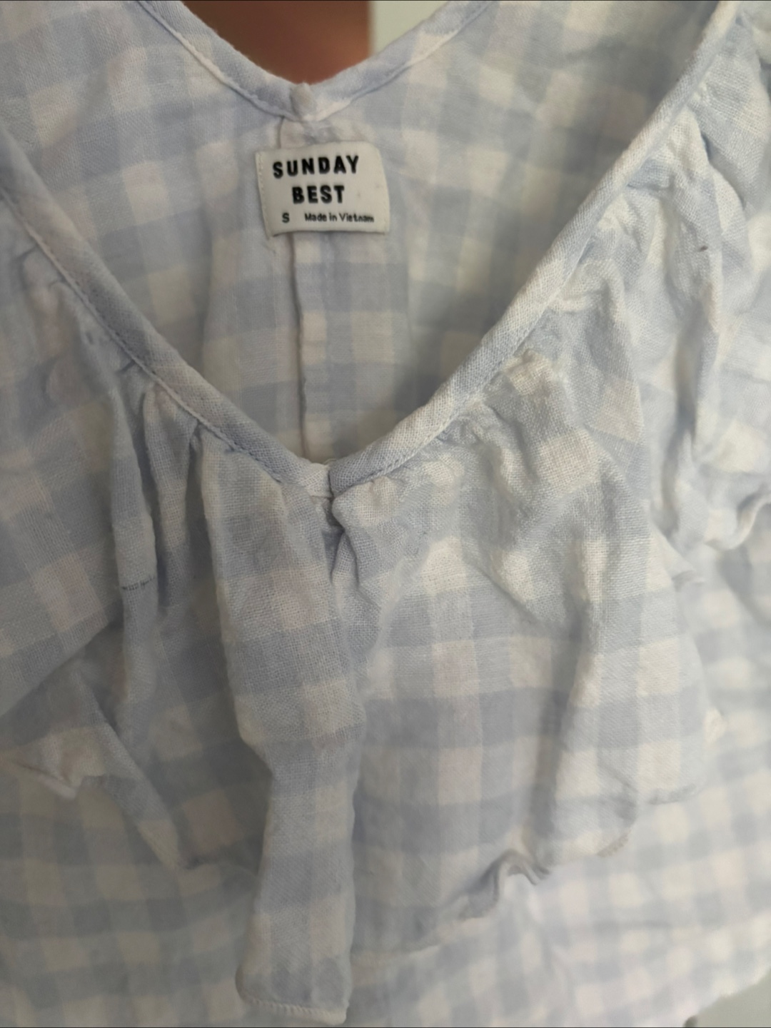 Sunday Best Blue Gingham Ruffle Tank - Size S - photo 3