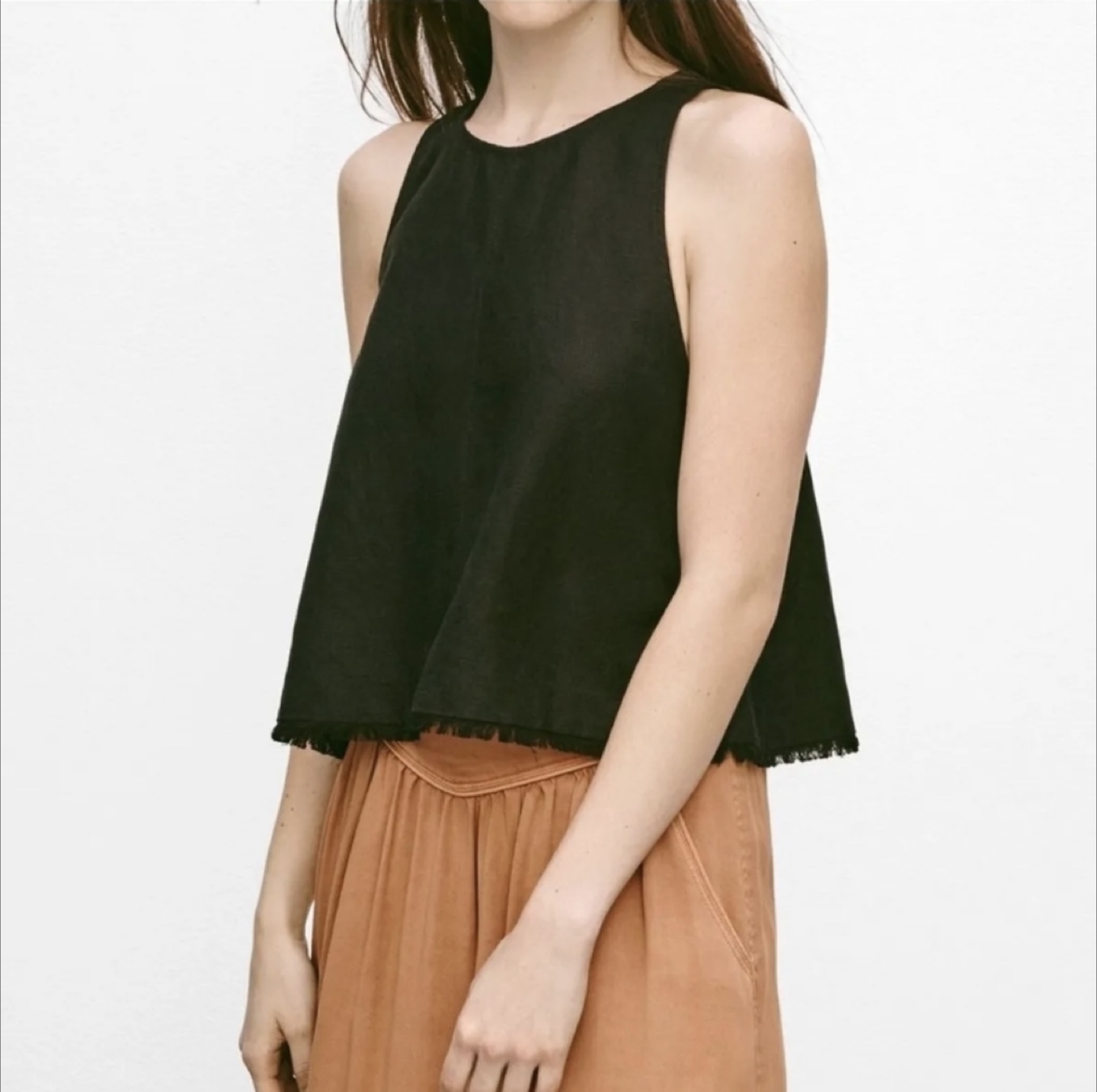 Aritzia Wilfred Black Linen Tank Top - XXS