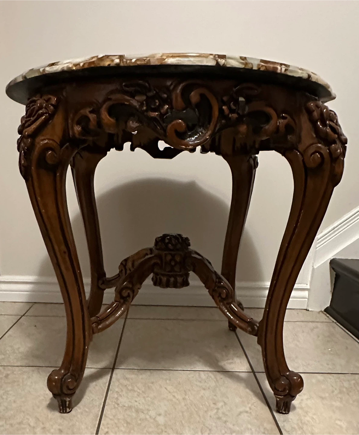 Vintage Marble Top Accent Table - photo 3