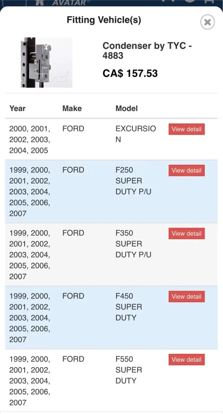 TYC 4883 Ford Super Duty AC Condenser image indicator(10)