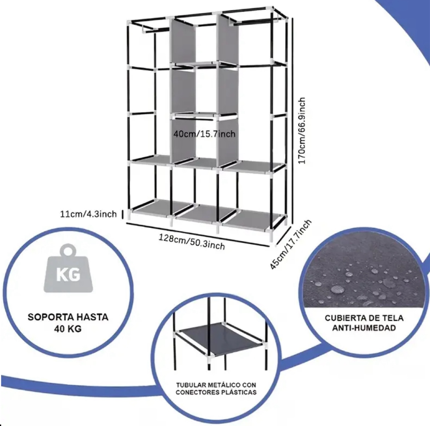 Portable Closet Wardrobe Organizer - Black - photo 4