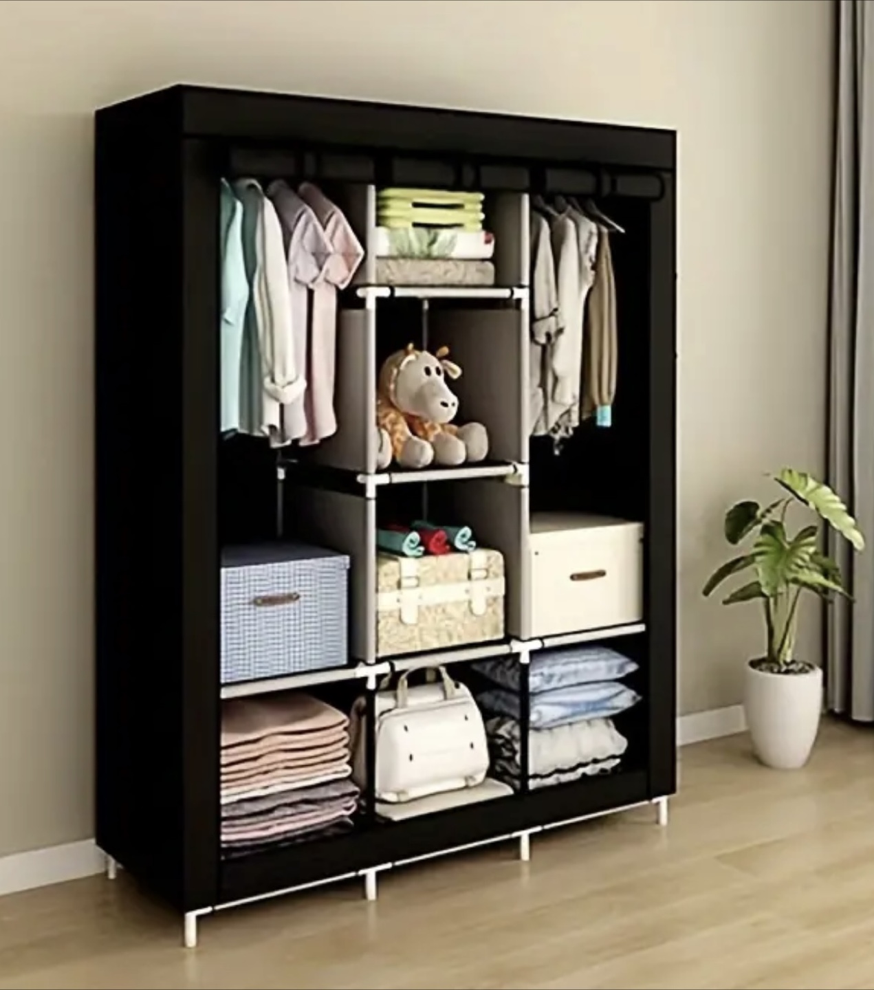 Portable Closet Wardrobe Organizer - Black - photo 3