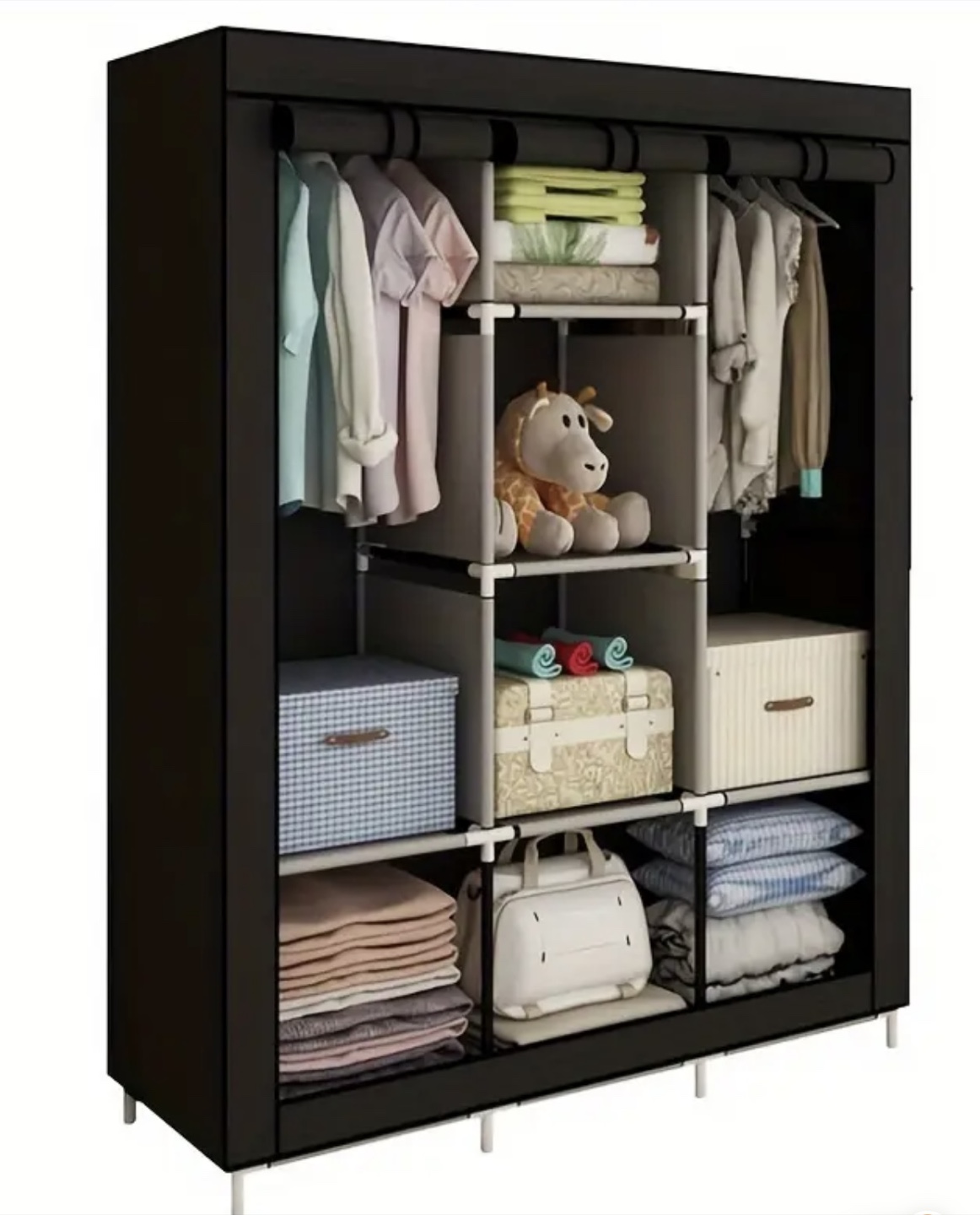 Portable Closet Wardrobe Organizer - Black