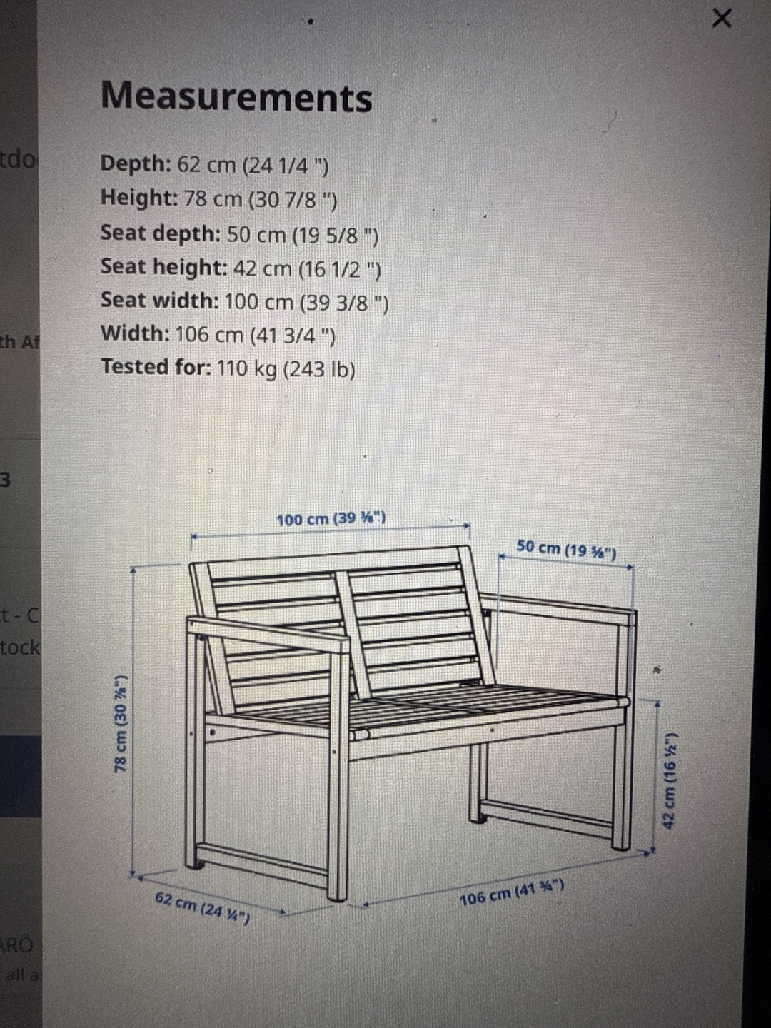 IKEA Applaro Loveseat Outdoor Bench - photo 4