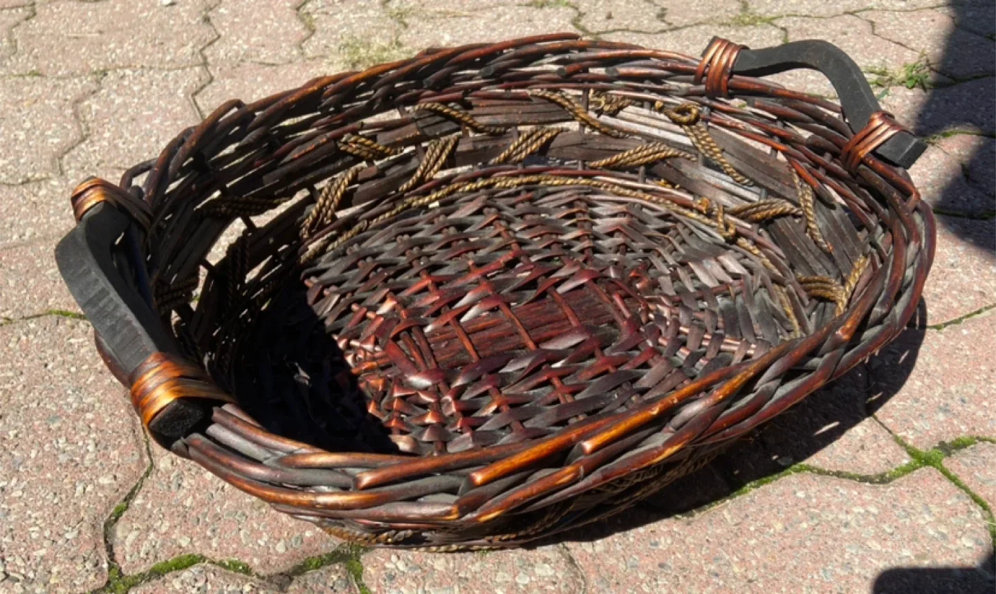 Woven Wicker Basket with Handles thumbnail