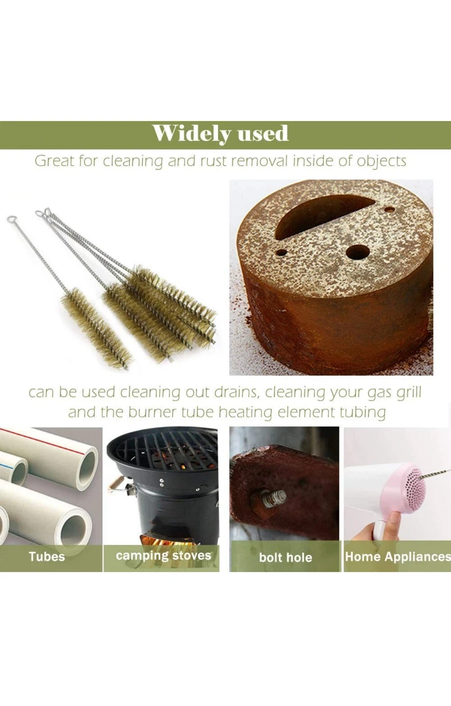 Tube Brush, Brass Wire, Bristle Cleaning, 6pcs - photo 4