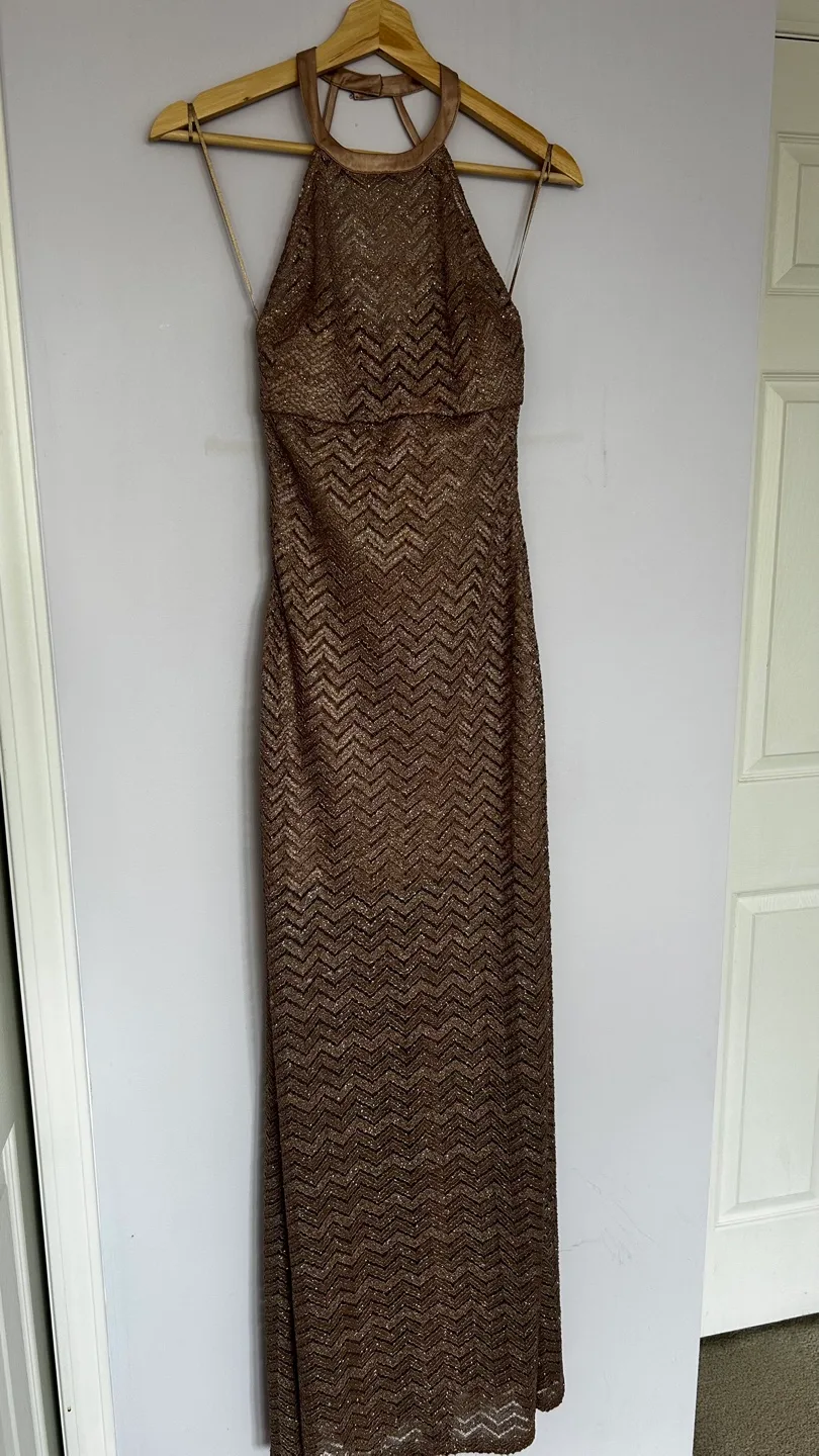 Rose Gold Halter Maxi Dress thumbnail