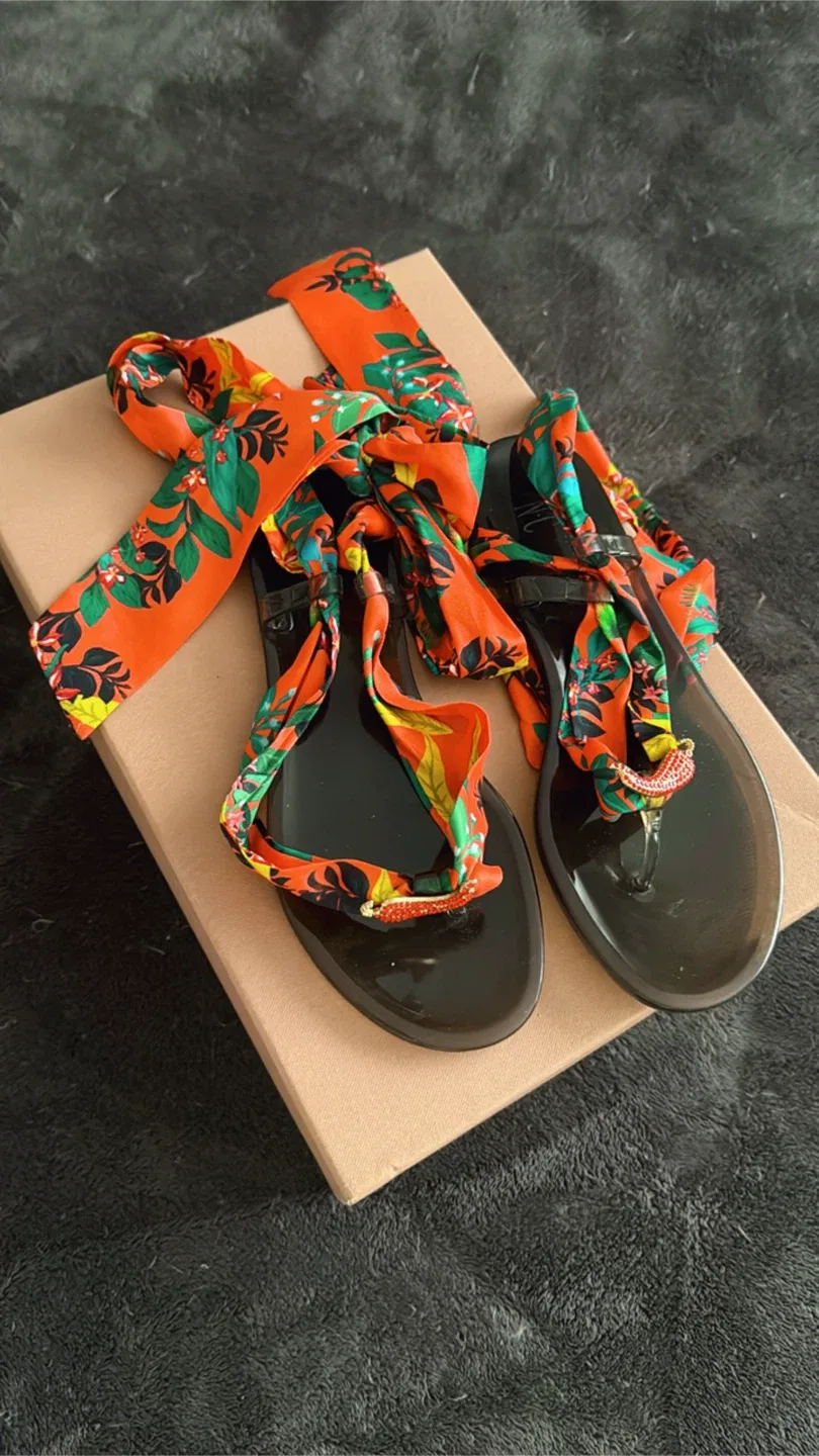 Sandals with Floral Scarf thumbnail