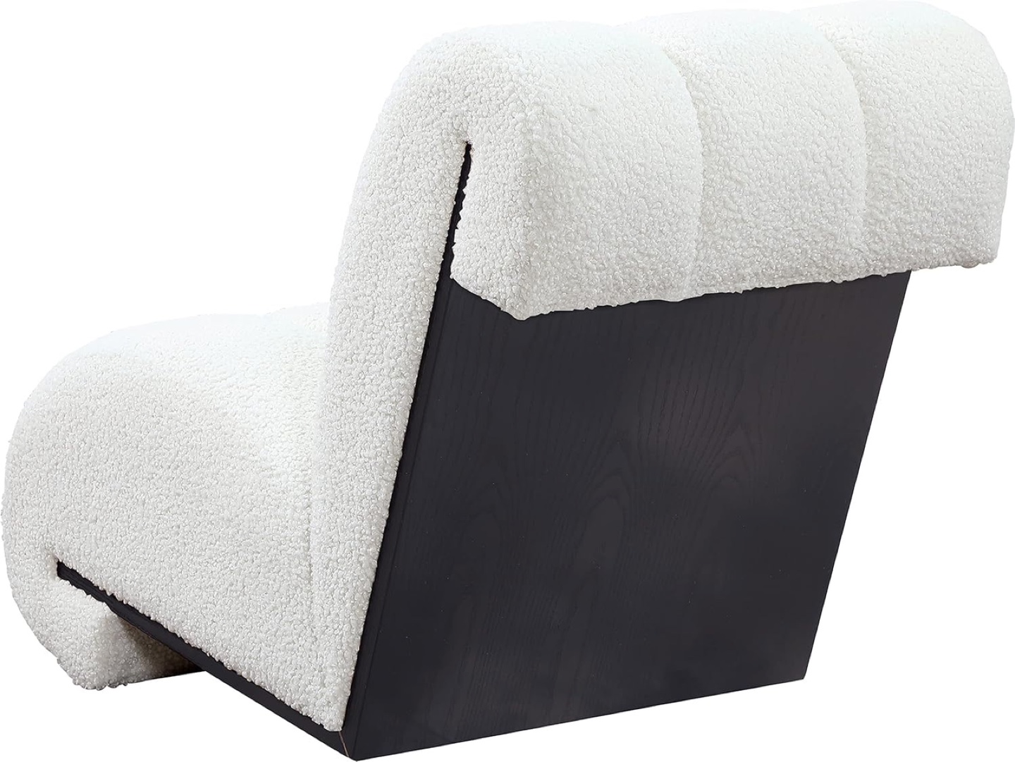 Meridian Abstract Swoon Accent Chair, White Shearling & Wood - photo 5