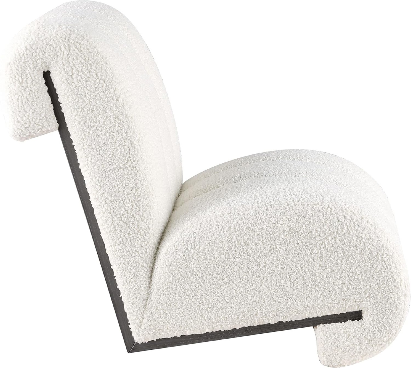 Meridian Abstract Swoon Accent Chair, White Shearling & Wood - photo 4