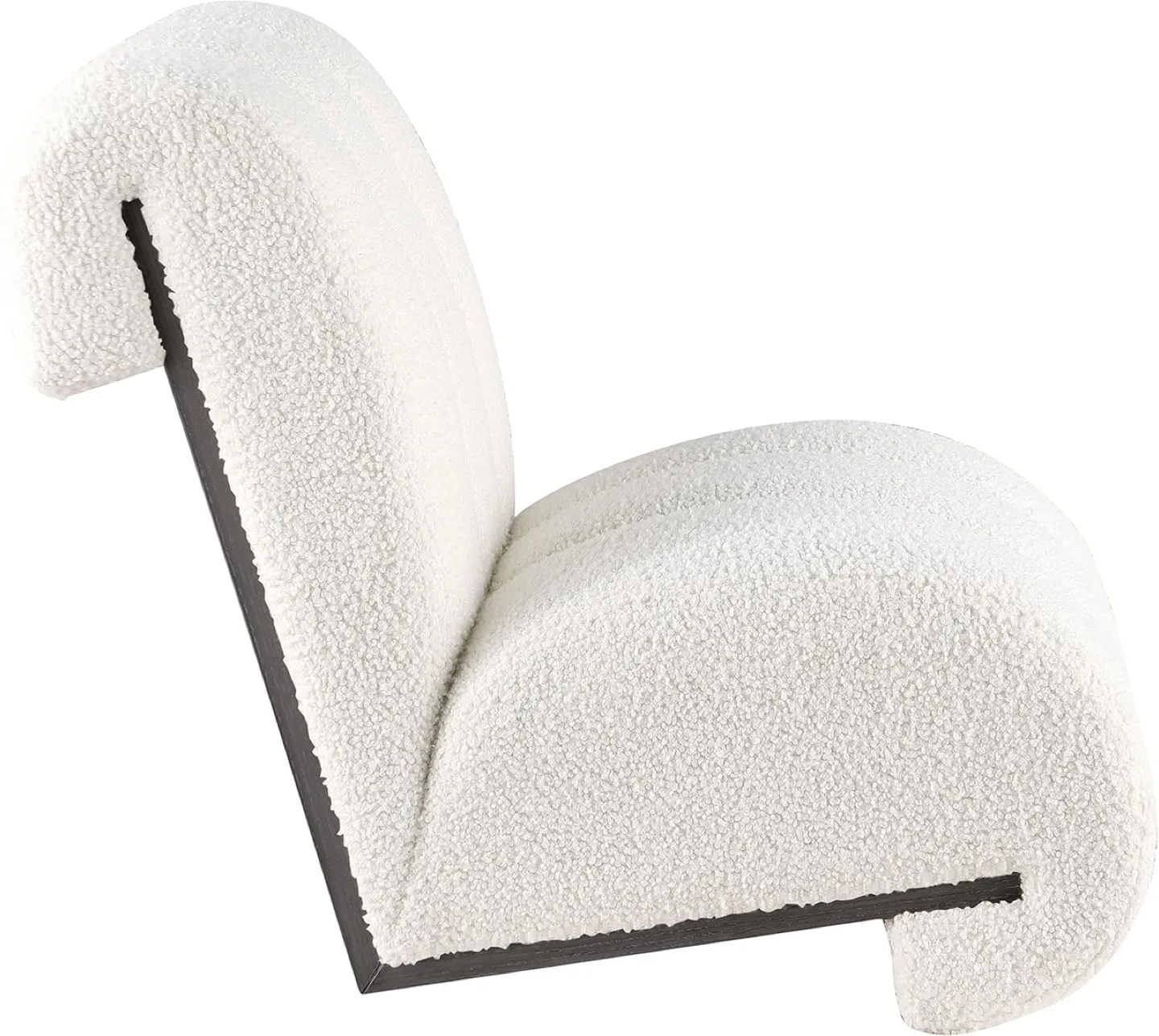 Meridian Abstract Swoon Accent Chair, White Shearling & Wood image indicator(4)