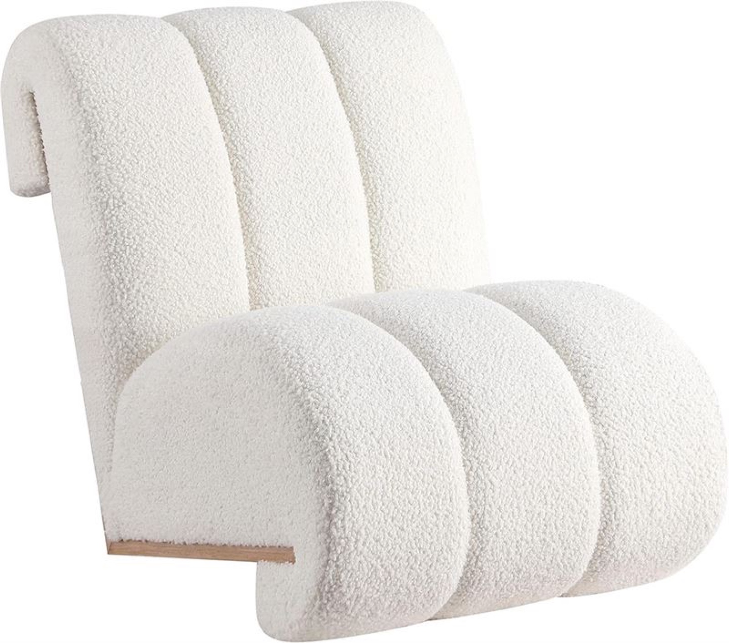 Meridian Abstract Swoon Accent Chair, White Shearling & Wood - photo 3