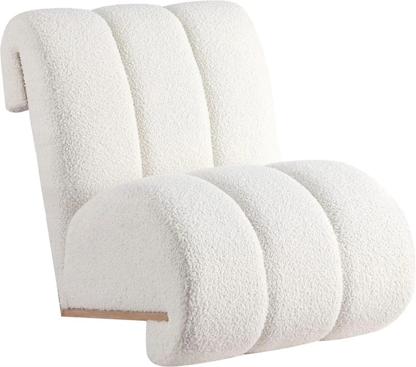 Meridian Abstract Swoon Accent Chair, White Shearling & Wood image indicator(3)