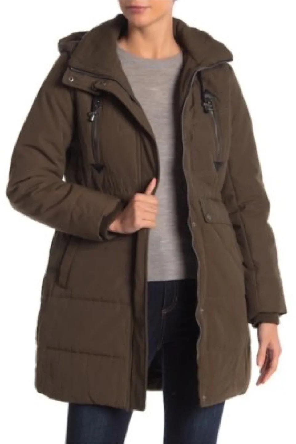 Guess Olive Green Puffer Coat thumbnail