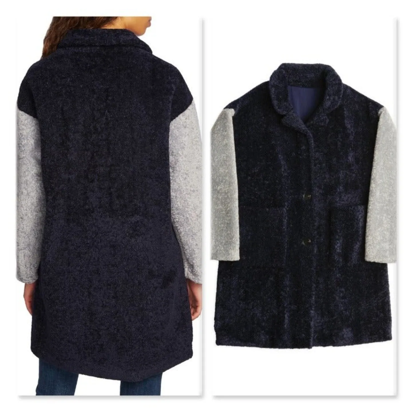Sweet Rain Navy & Gray Teddy Coat thumbnail