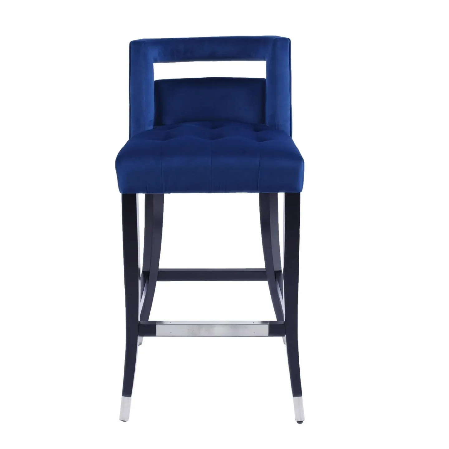 Navy Blue Suede Velvet Nailhead Trim Bar Stools H30", Set of 2 image indicator(6)