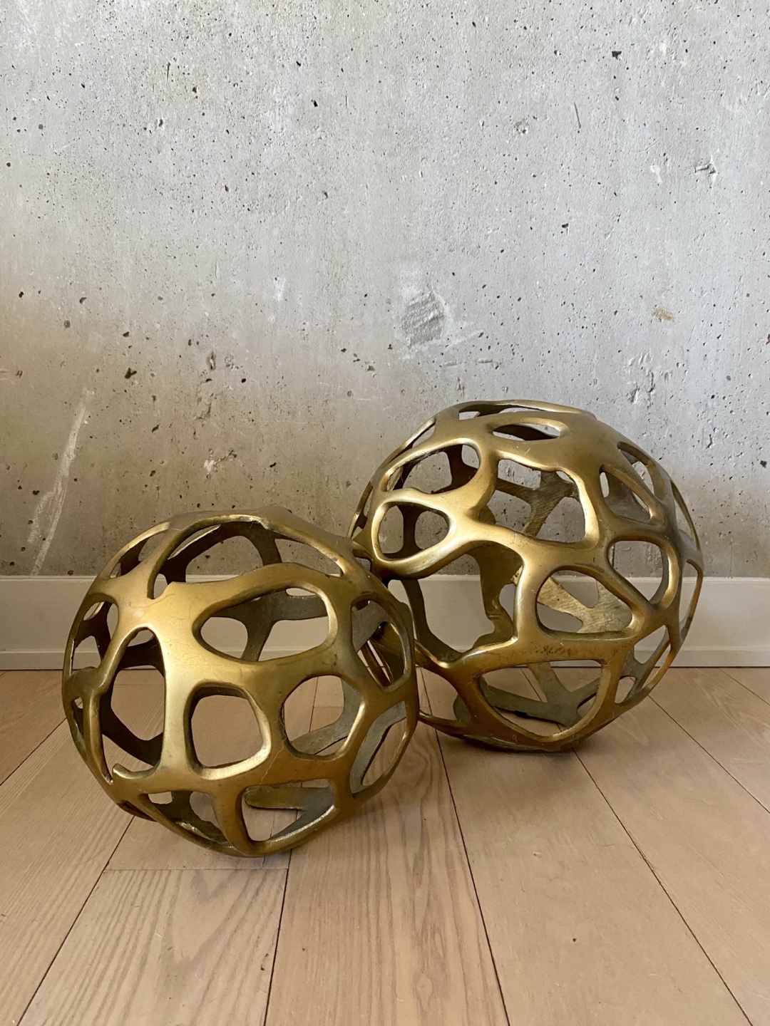 FINAL SALE!! Gold Decorative Sphere Orbs - Set of 2
