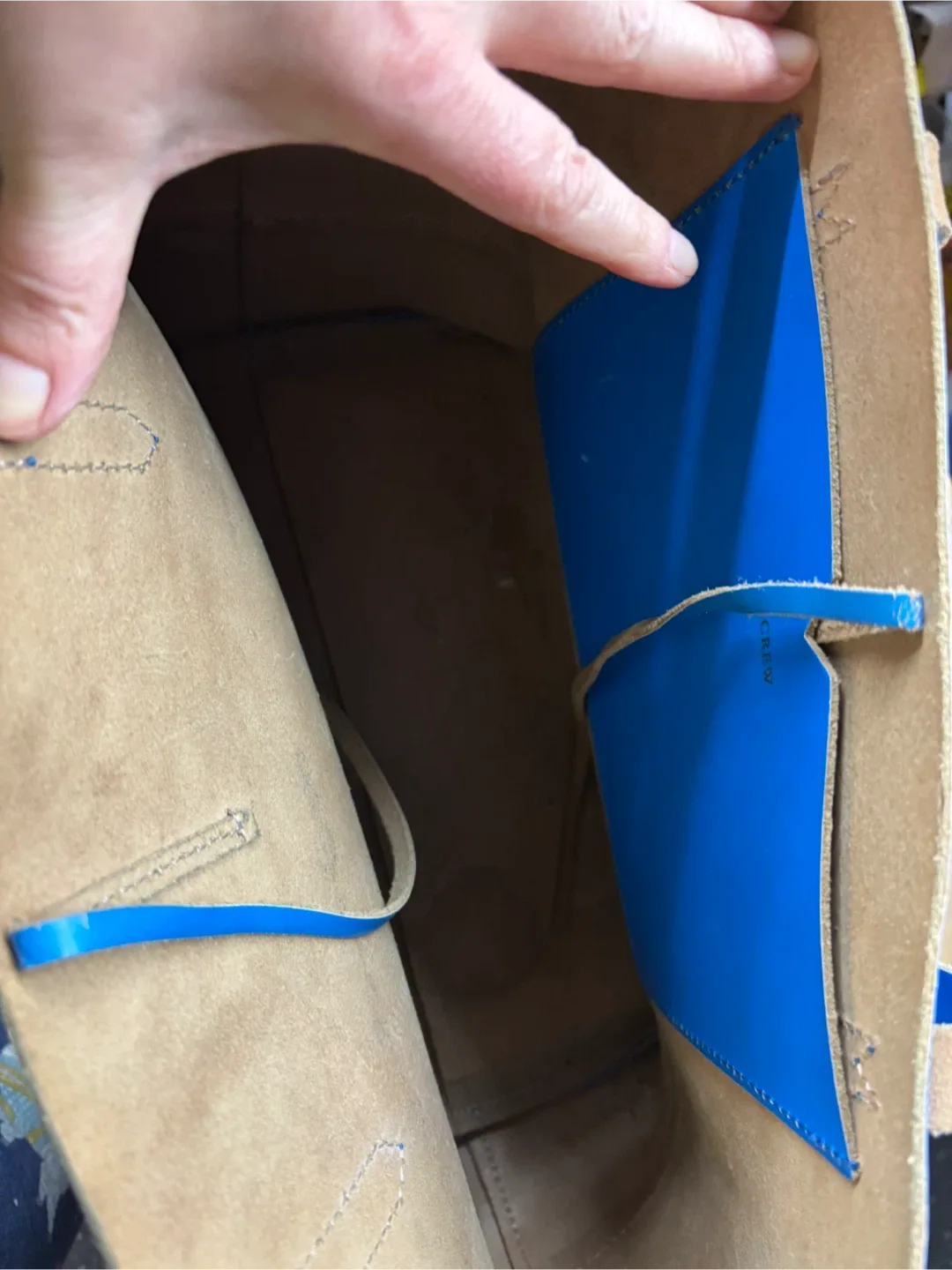 J.Crew Blue Leather style Tote Bag image indicator(2)