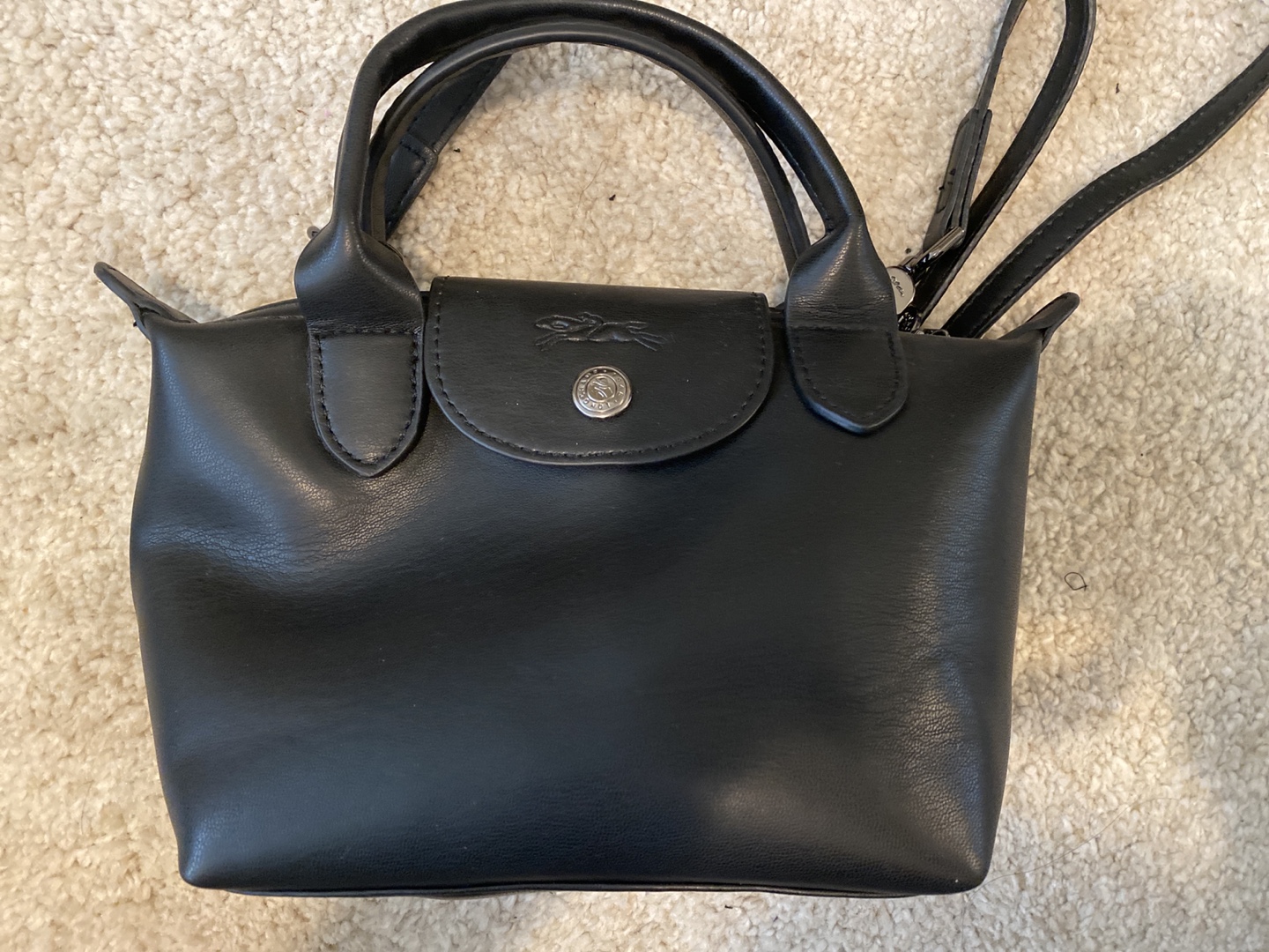 Longchamp Black Mini Top Handle Bag