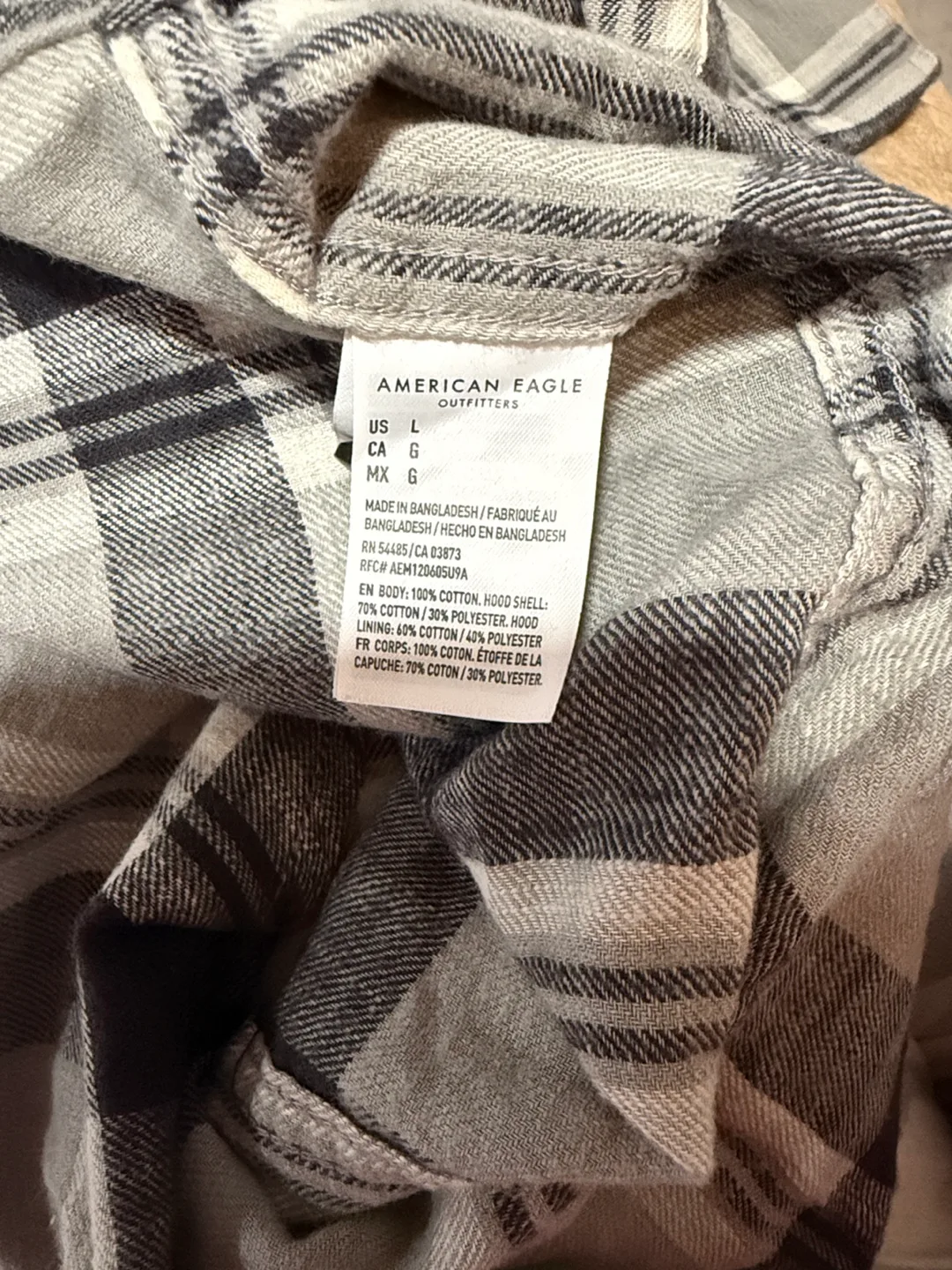 American Eagle L Plaid Hooded Flannel image indicator(5)
