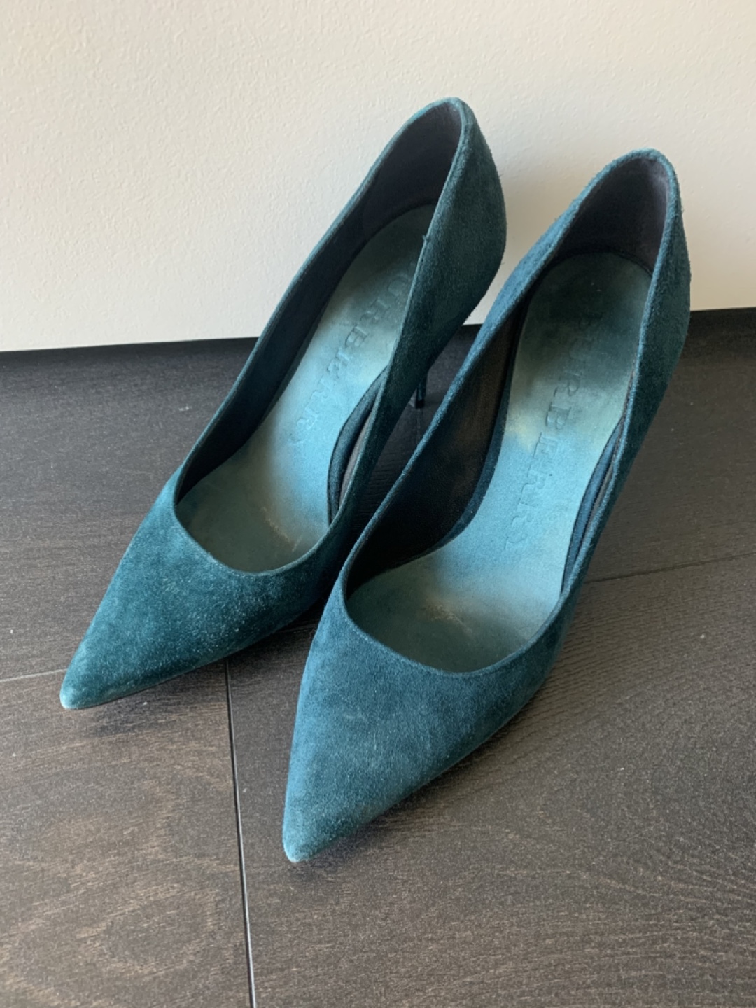 Burberry Teal Suede Heels - Size 36
