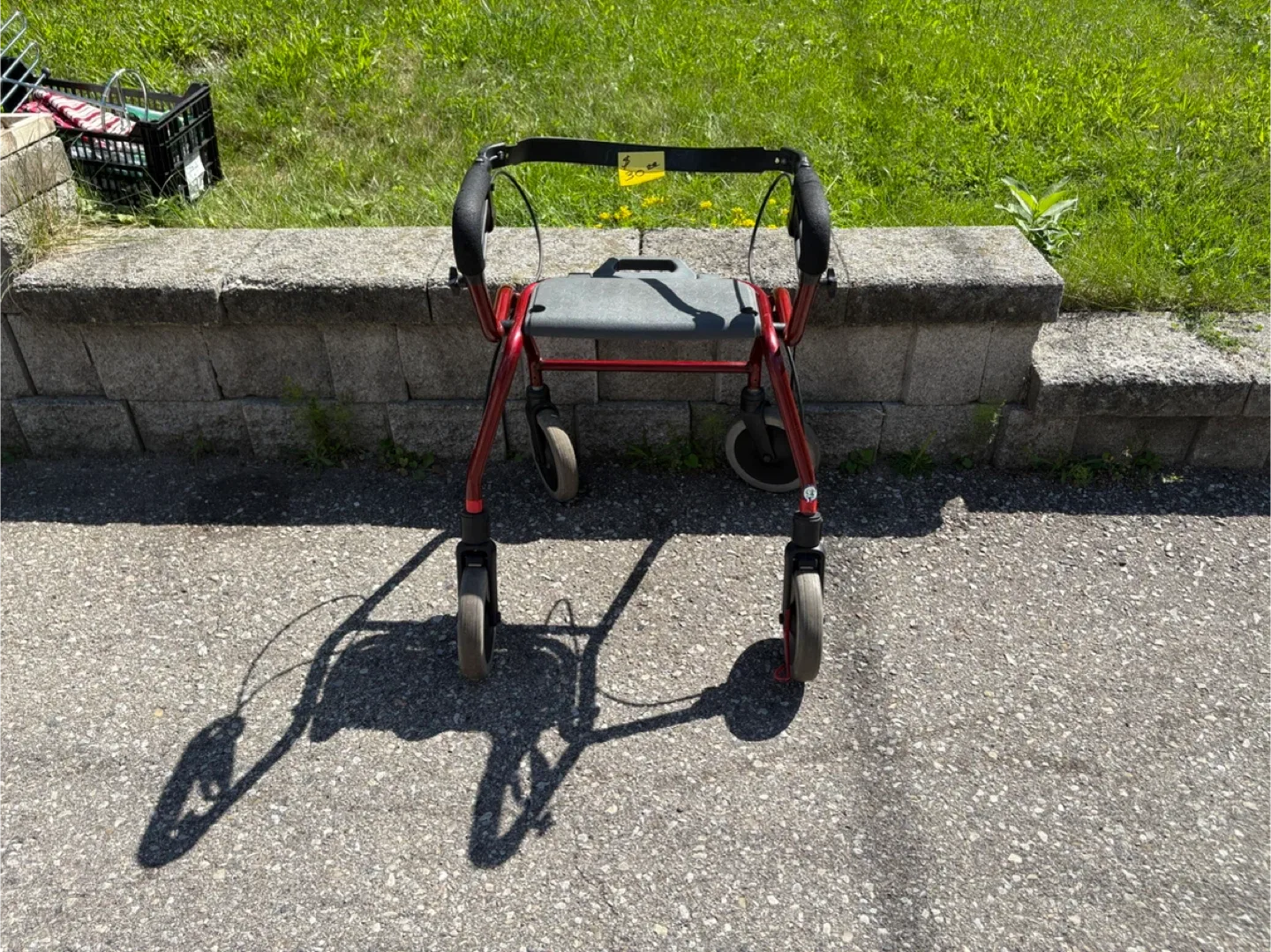 Red Four Wheel Walker with Seat thumbnail