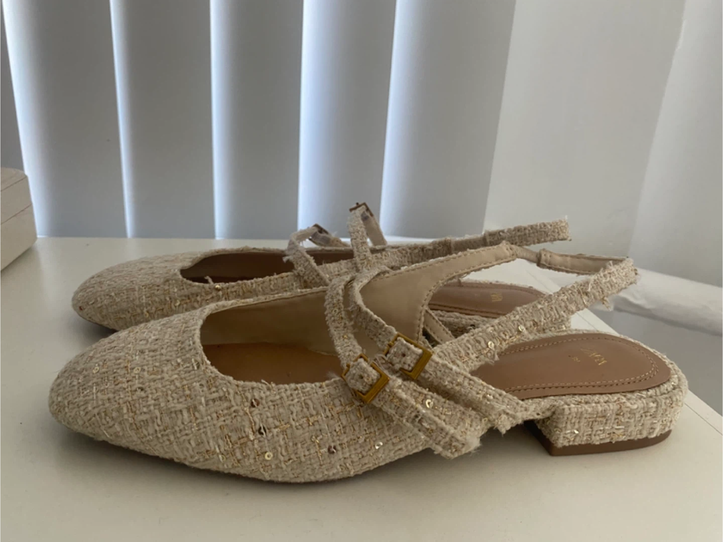 Zara Tweed Mary Jane Flats
