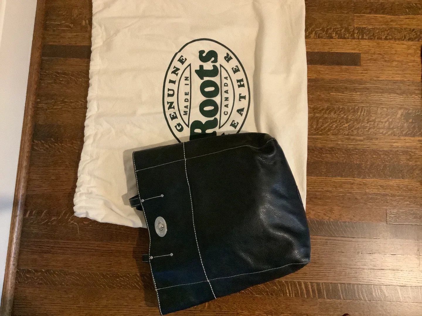 Vintage Roots Black Natural Leather French Market Tote thumbnail