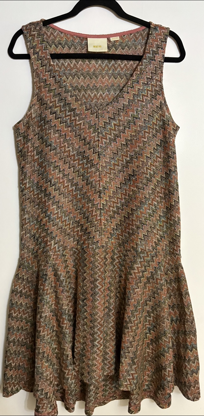 Vintage Maeve by Anthropology Chevron Knit Dress - Size Medium