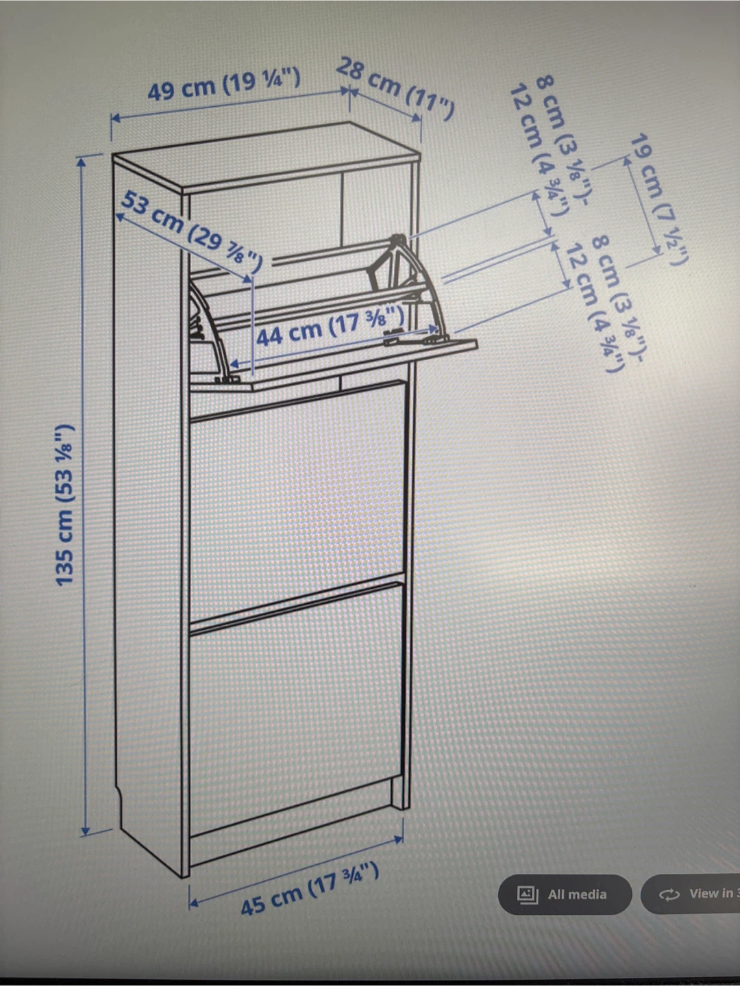 IKEA Bissa Shoe Cabinet with 3 Compartments - photo 3